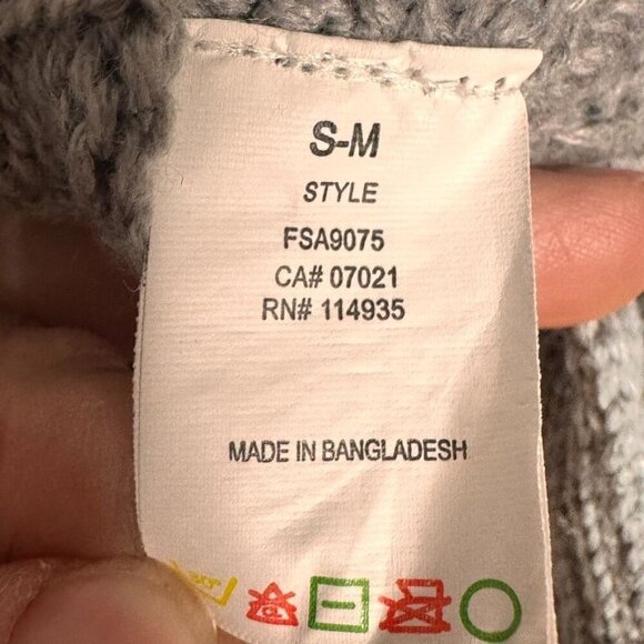 Alga Womens S/M Gray Knit Poncho Sweater Oversized Pockets Boho Boxy Open Sides - Picture 12 of 14